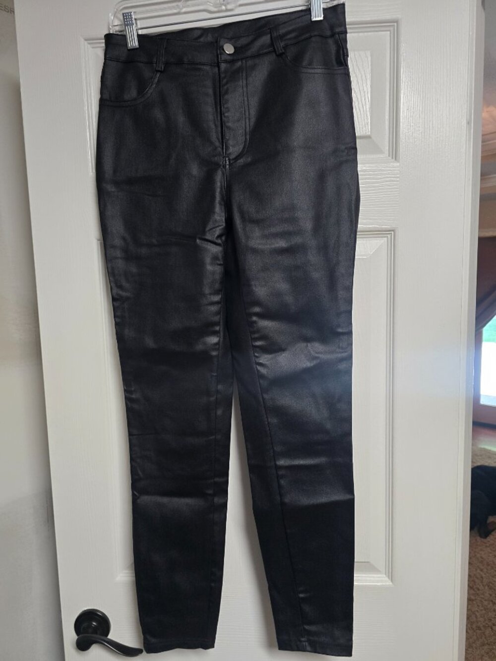 Faux Leather Black Stretch Skinny Pants Trousers Women's Size Large (Worn Once)